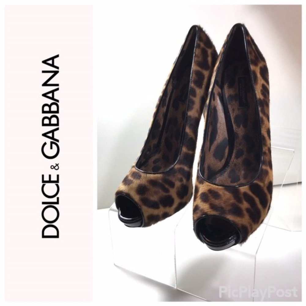 DOLCE & GABBANA Leopard Print Calf Hair Platforms
